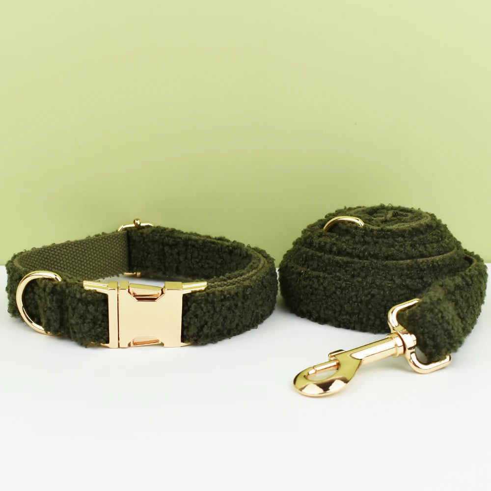Teddy Green Dog Collar & Leash Set for Dogs