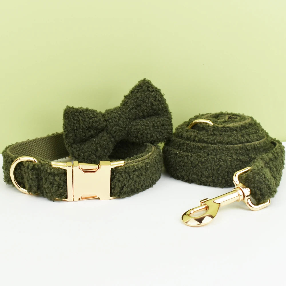 Teddy Green Dog Collar & Leash Set for Dogs