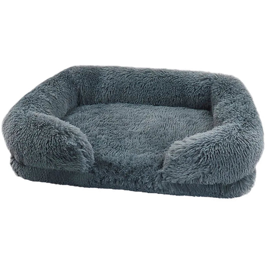 Koralfur CozySnuggle Plush Dog Bed - Dark Grey