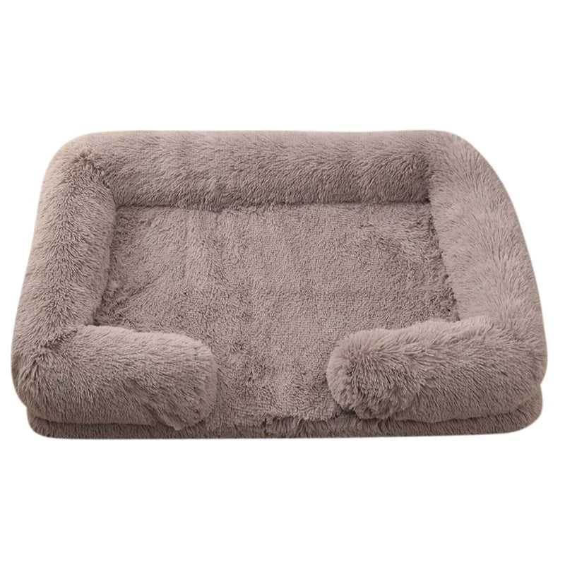 Koralfur CozySnuggle Plush Dog Bed - Beige Brown