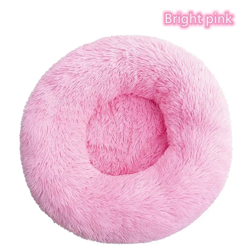 Long haired ultra soft pet cat bed plush washable calming bed donut bed comfortable sleeping artifact