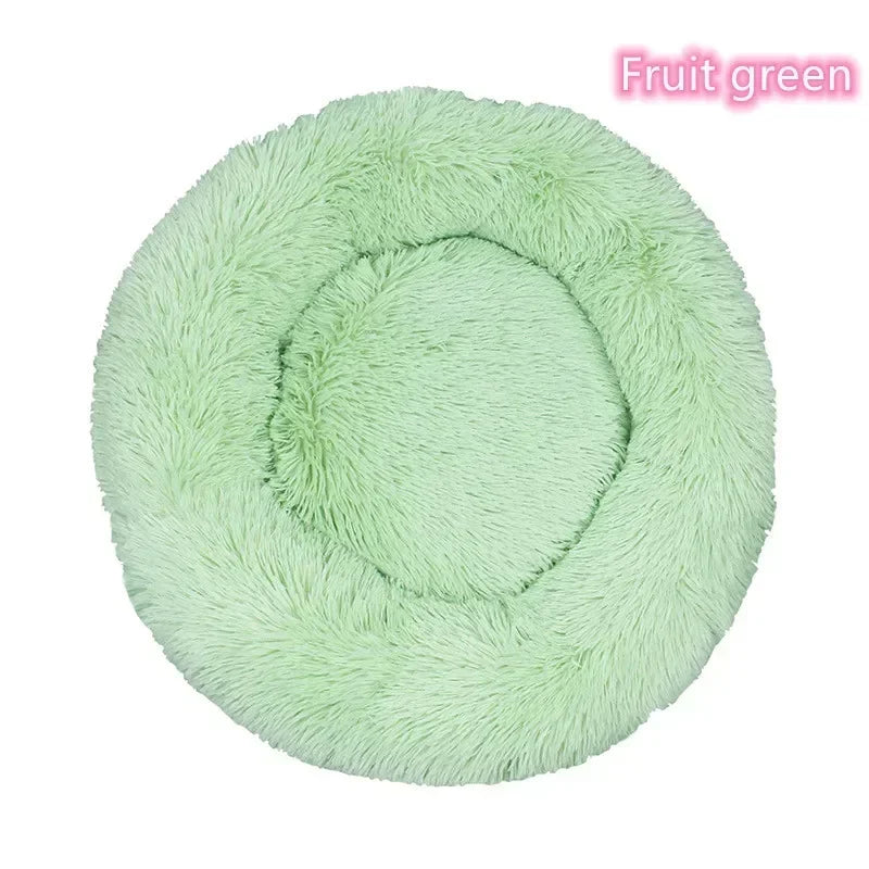 Long haired ultra soft pet cat bed plush washable calming bed donut bed comfortable sleeping artifact