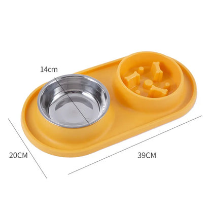 Slow Feed Dual Pet Bowl