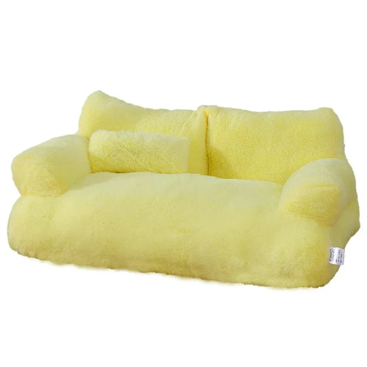 SnuggleSofa Plush Pet Bed - Yellow