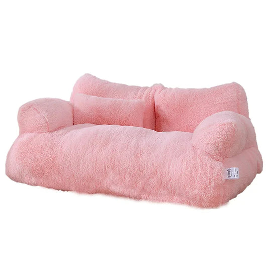 SnuggleSofa Plush Pet Bed - Pink