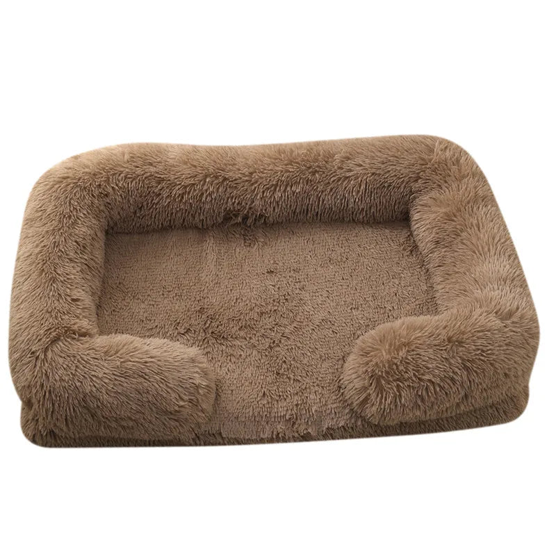 Koralfur CozySnuggle Plush Dog Bed - Khaki