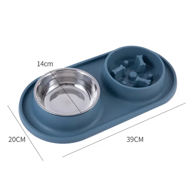 Slow Feed Dual Pet Bowl