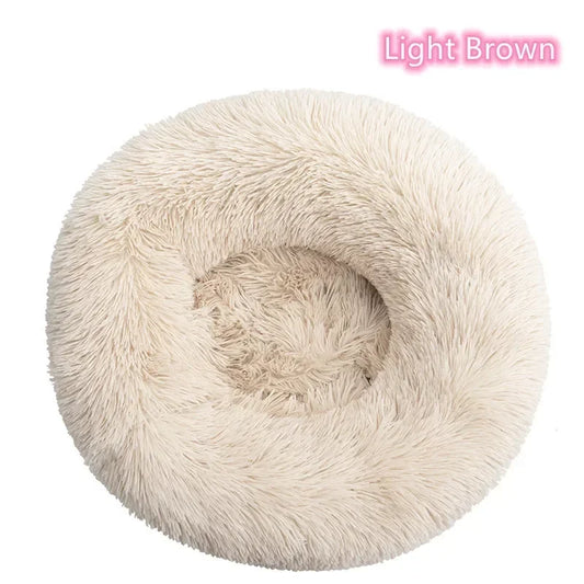 Long haired ultra soft pet cat bed plush washable calming bed donut bed comfortable sleeping artifact