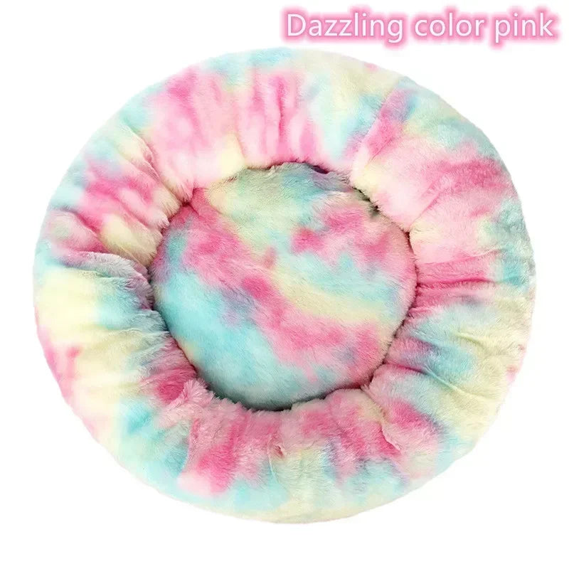 Long haired ultra soft pet cat bed plush washable calming bed donut bed comfortable sleeping artifact