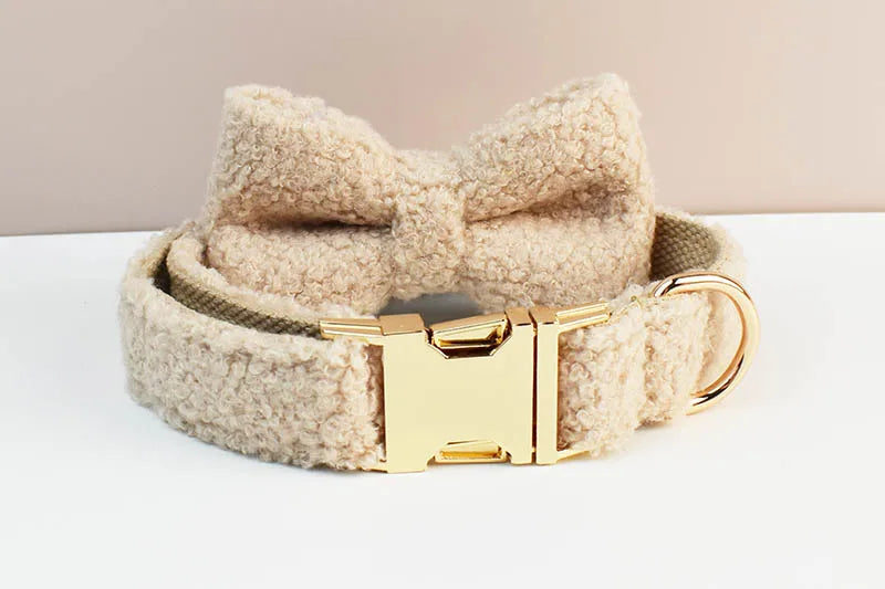 Teddy Velvet Dog Collar & Leash Set for Dogs