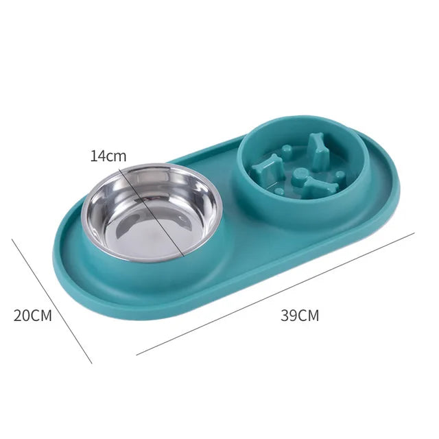 Slow Feed Dual Pet Bowl