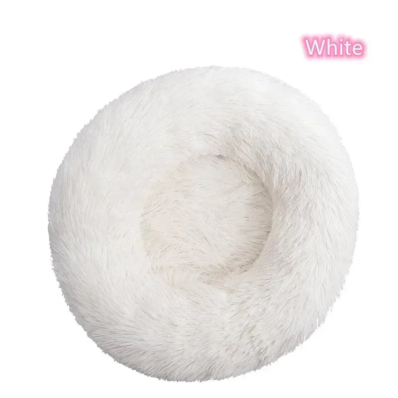 Long haired ultra soft pet cat bed plush washable calming bed donut bed comfortable sleeping artifact