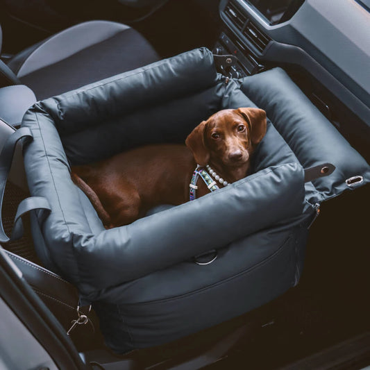 Deluxe Faux Leather Dog Car Seat Booster Bed – Stylish and Comfortable Travel Bed