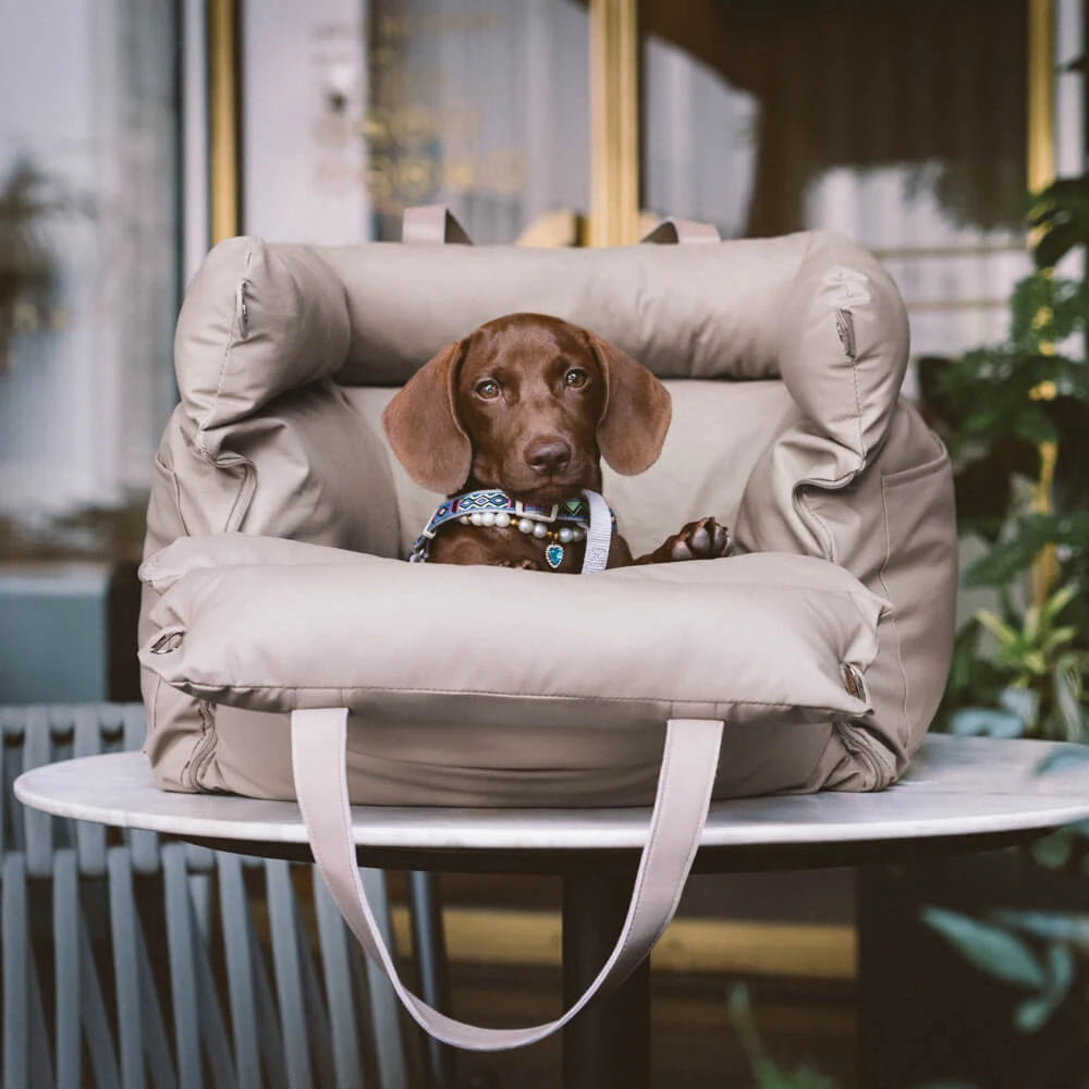 Deluxe Faux Leather Dog Car Seat Booster Bed – Stylish and Comfortable Travel Bed