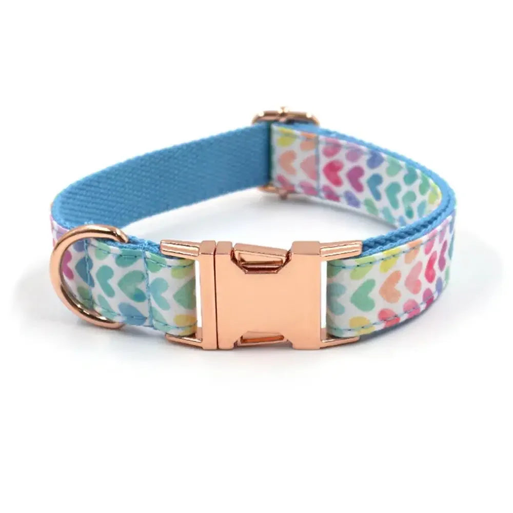 Blue Rainbow Heart Collar