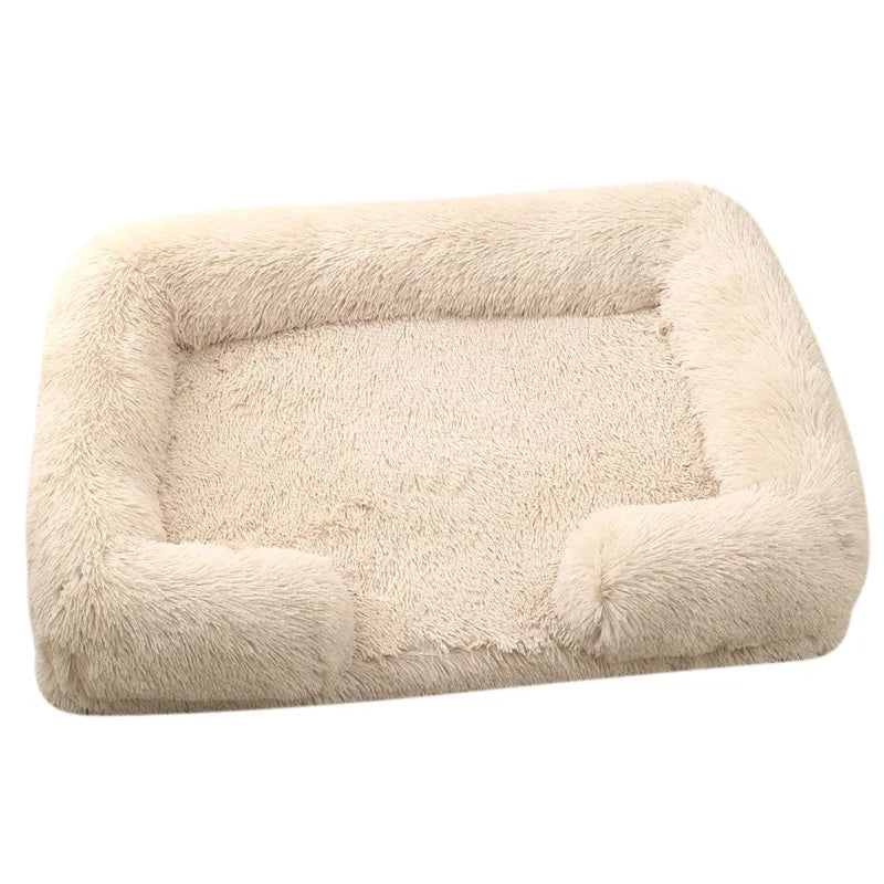 Koralfur CozySnuggle Plush Dog Bed - Light Brown