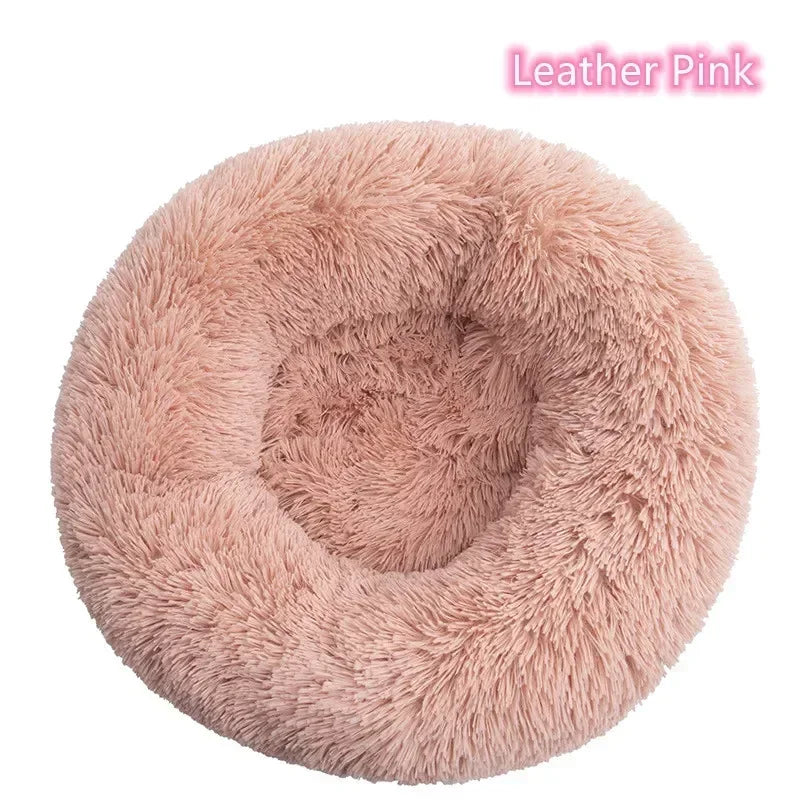 Long haired ultra soft pet cat bed plush washable calming bed donut bed comfortable sleeping artifact