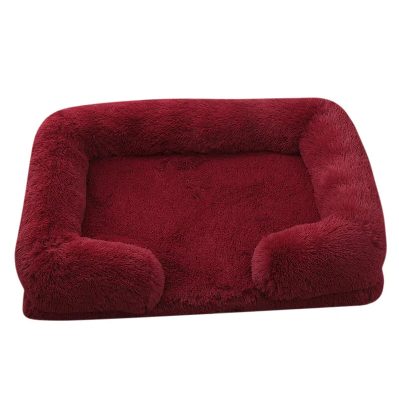 Koralfur CozySnuggle Plush Dog Bed - Burgundy