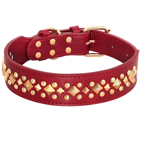 Red Studded Dog Collar