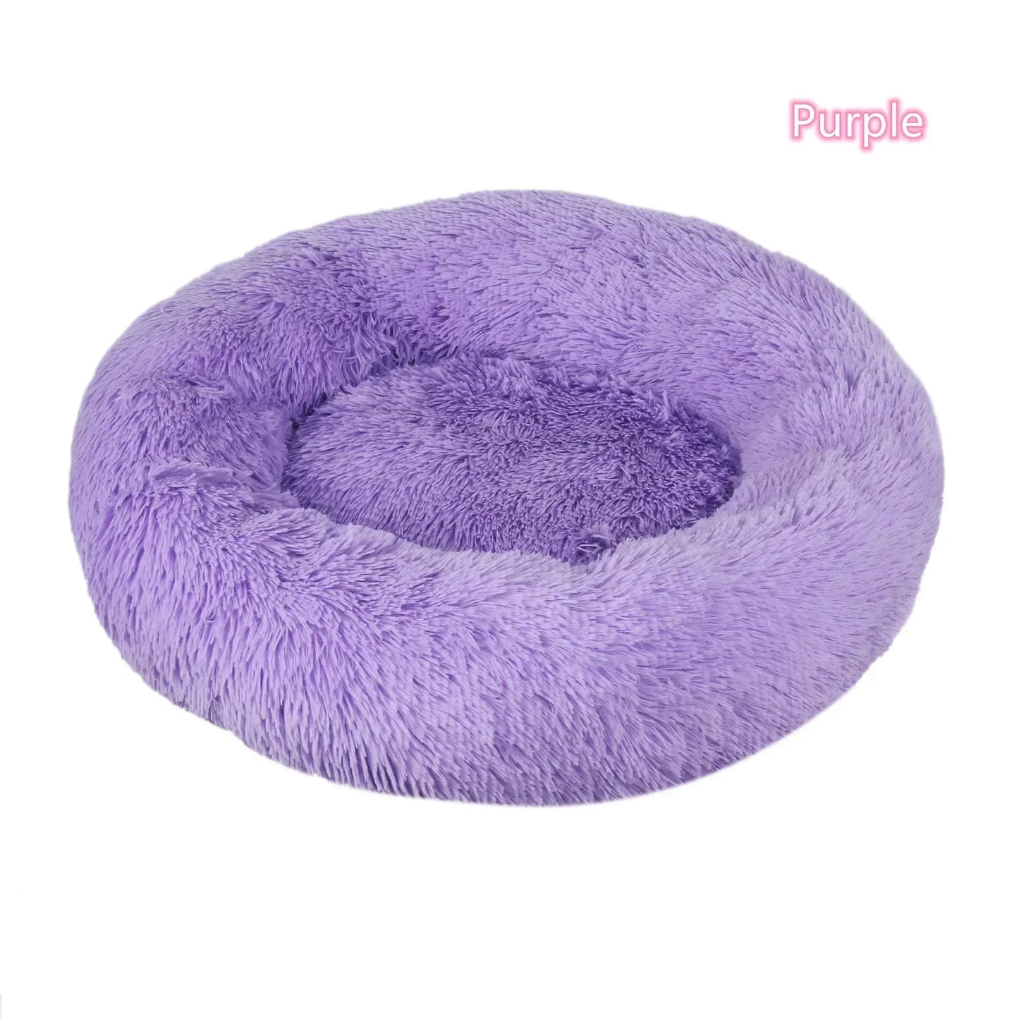 Long haired ultra soft pet cat bed plush washable calming bed donut bed comfortable sleeping artifact