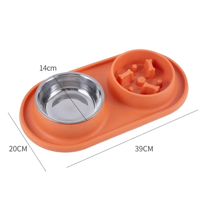 Slow Feed Dual Pet Bowl