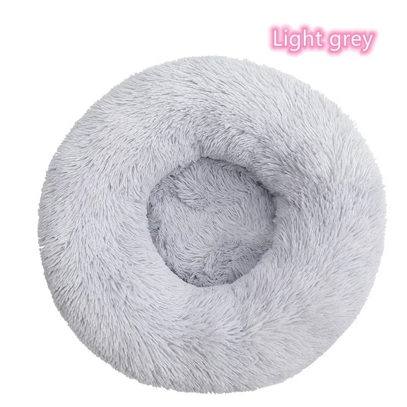 Long haired ultra soft pet cat bed plush washable calming bed donut bed comfortable sleeping artifact