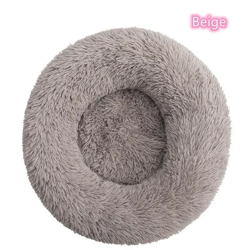 Long haired ultra soft pet cat bed plush washable calming bed donut bed comfortable sleeping artifact