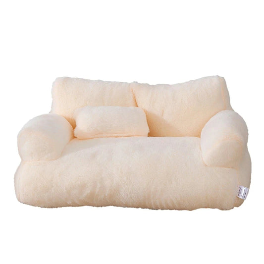 SnuggleSofa Plush Pet Bed - Beige