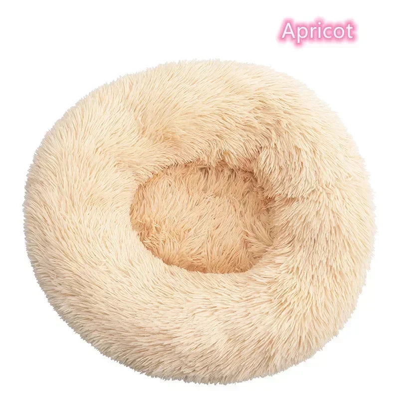 Long haired ultra soft pet cat bed plush washable calming bed donut bed comfortable sleeping artifact