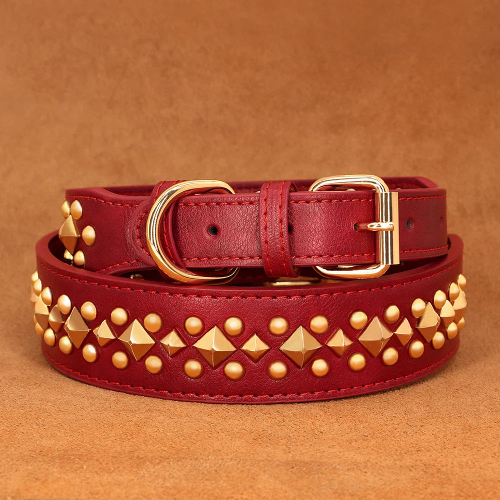 Red Studded Dog Collar