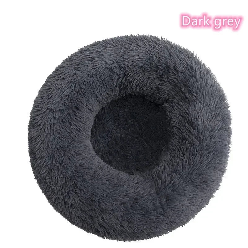 Long haired ultra soft pet cat bed plush washable calming bed donut bed comfortable sleeping artifact