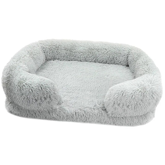 Koralfur CozySnuggle Plush Dog Bed - Light Grey